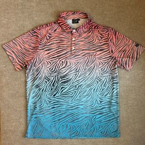 Sunday swagger Sz LX Stylish Zebra Print Polo Shirt - Multicolor